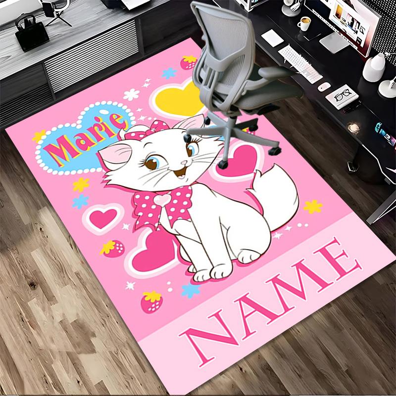 Personalized Name Cat Love Living Room Non-Slip Area Rug Soft Carpet for Bedroom Kids Playroom Sofa Office Home Decor Doormat