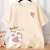 Summer Cartoon Cute Sweet Cat Claw Love Printed Short Sleeve T-shirt Women's Loose Youth Student Half Sleeve Oversized Shirt Top
