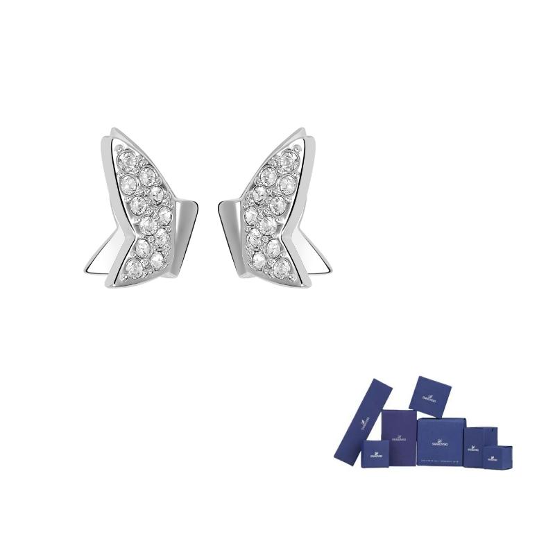Swarovski Серебряные серьги-гвоздики женские с кристаллами