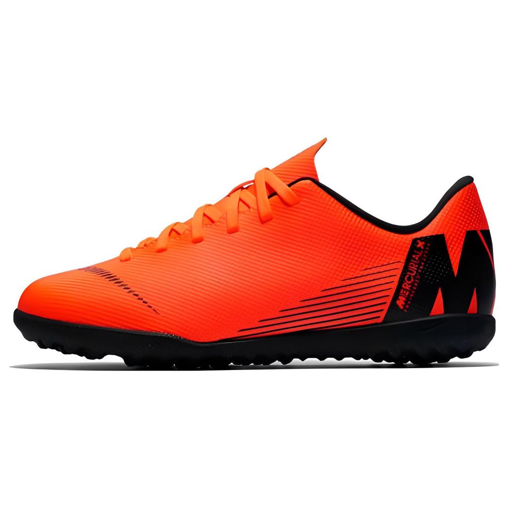 Nike Mercurial Vapor 12 Club Turf Anti-Slip Shock Absorption Low-Top Soccer Shoes Kids Soccer Shoes Orange Black AH7355-810