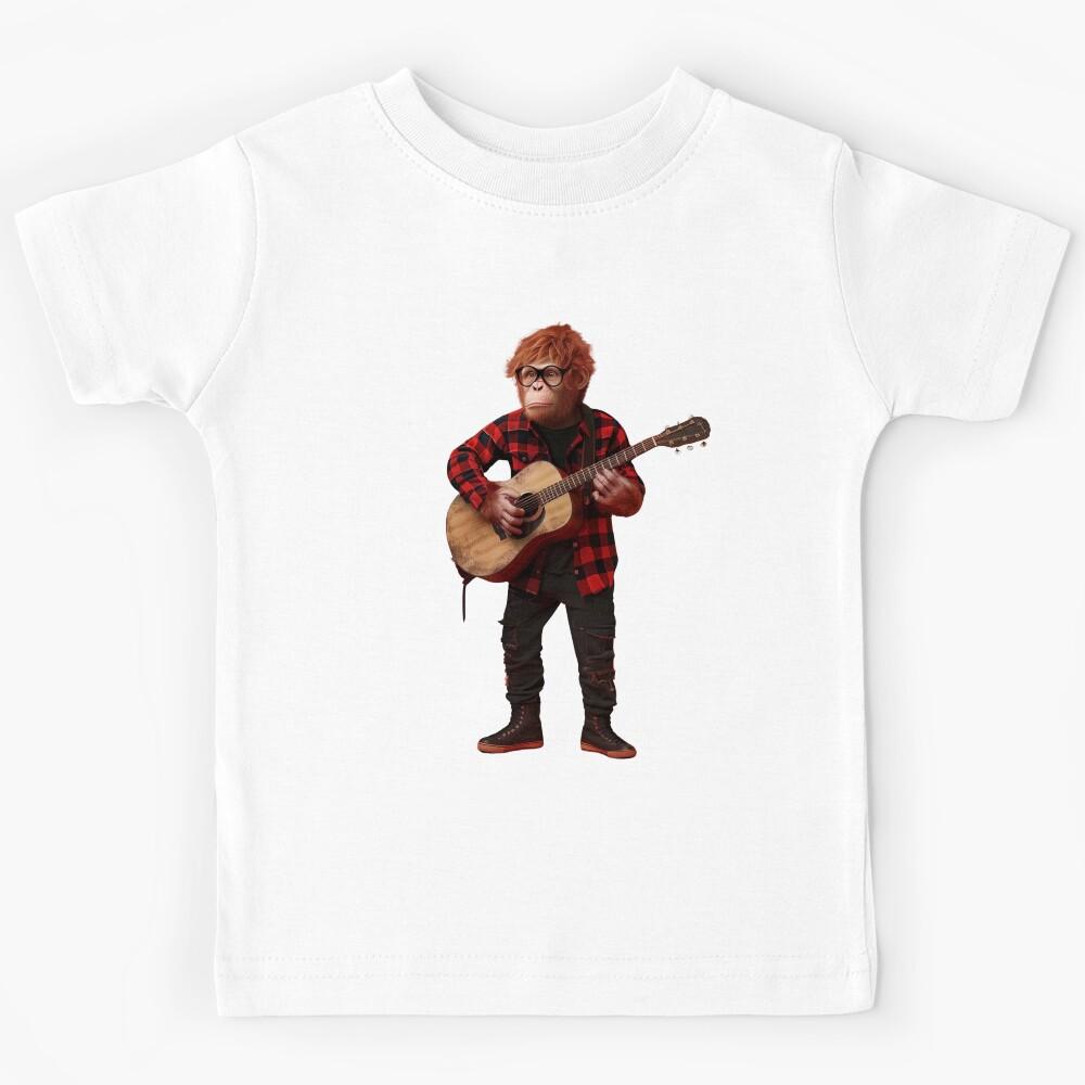 Ed Sheeran Inspired Chimpanzee with Acoustic Guitar Kids T-Shirt