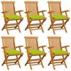 Day and Night - Day and Night Garden Chairs 6 Units Teak Wood with Bright Green Cushions