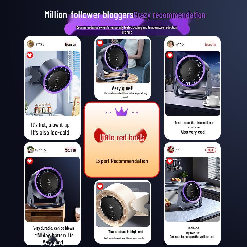Portable Rechargeable Mini Fan with Mijia App Connectivity for Desktop, Kitchen, and Wall-Mount Use