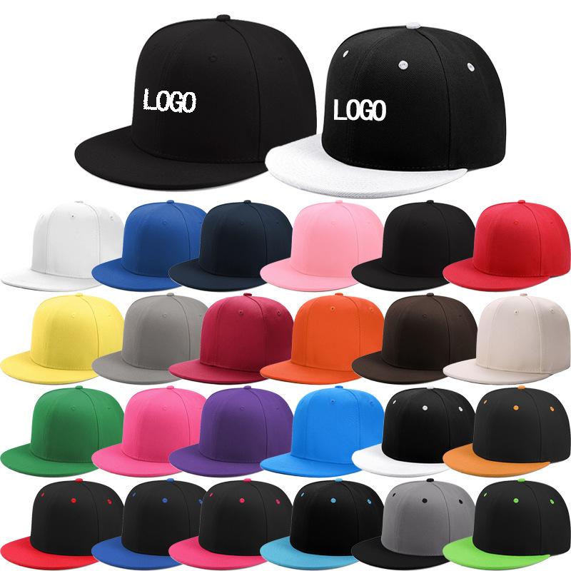 Fast Customization 6 Panels Snapback Caps Solid Color Baseball Cap Blank Brim Hip-Hop Snapback Hats for Sport Promotion