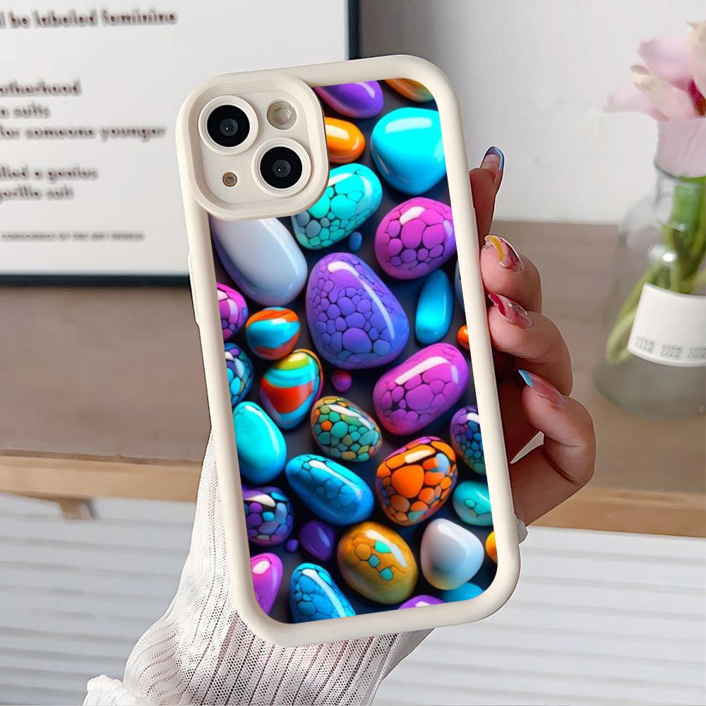 Aesthetic Stones Thicken TPU Mobile Phone Case for iPhone 17 16 15 14 13 12 11 Air Pro Max Plus Colorful Cover