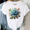 (Азиатский размер) Повседневная футболка с коротким рукавом, модная женская одежда с принтом и круглым вырезом, женские милые графические футболки с цветочным принтом