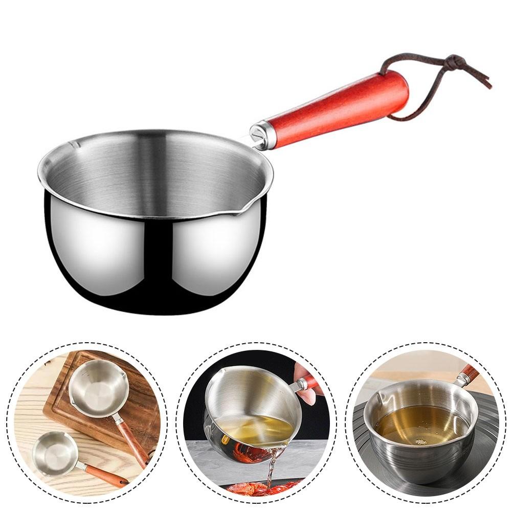 Easy Storage Stainless Steel Hot Oil Pan for Cooking and Melting Butter