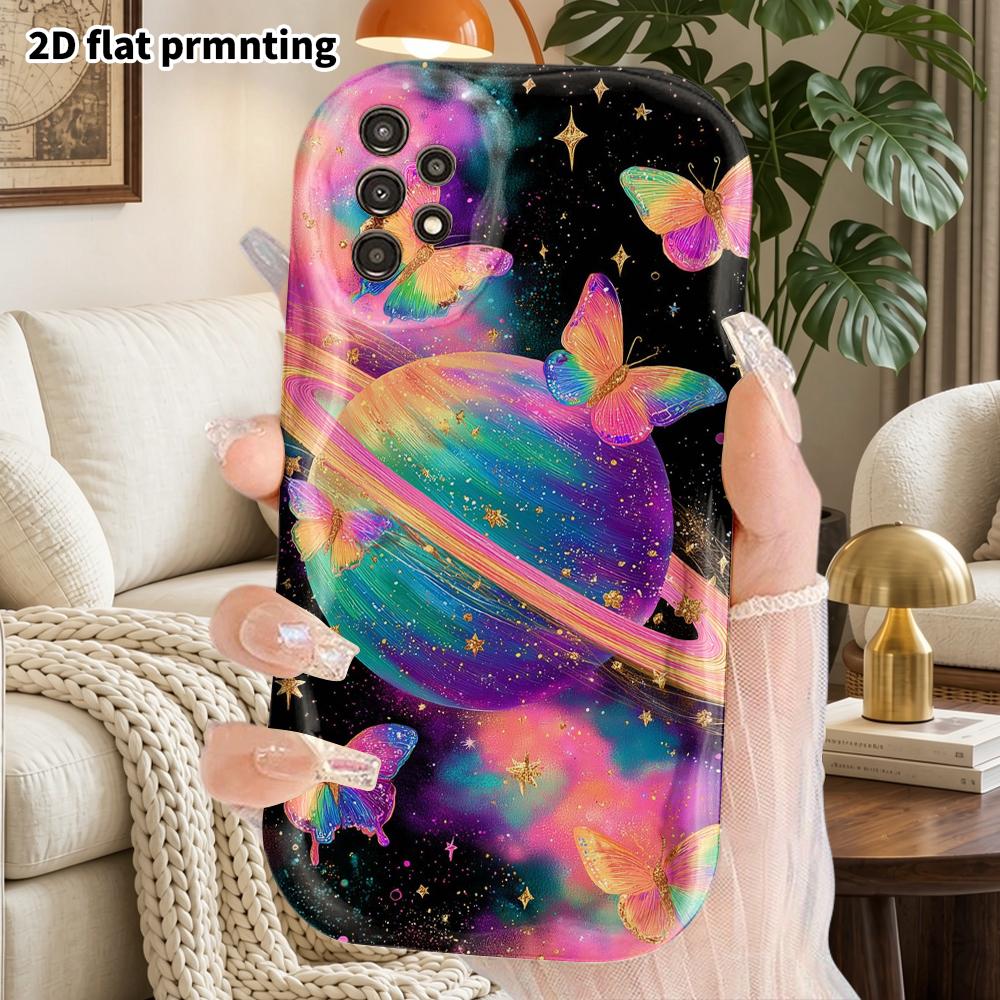 Phone Case: 2D flat Samsung Galaxy A34 A35 M05 M06 S20 S22 S21 FE Plus 5G protective case, couple style, Saturn and butterfly, Christmas and Halloween