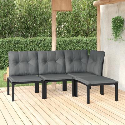 vidaXL 4-tlg. Garten-Lounge-Set Schwarz Und Grau Poly Rattan