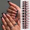 120 Pieces Nude Medium French False Nails Glossy Black Duckbill Fake Nails  Home Use