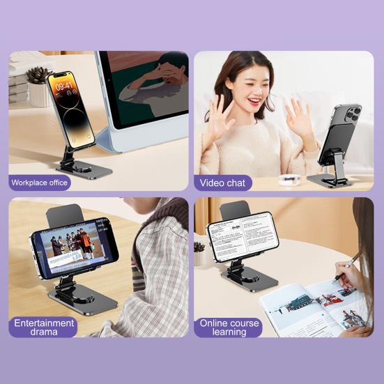 Алюминиевый держатель для мобильного телефона, планшета, вращающаяся на 360 градусов силиконовая основа, стабильная поддержка, складной телефон