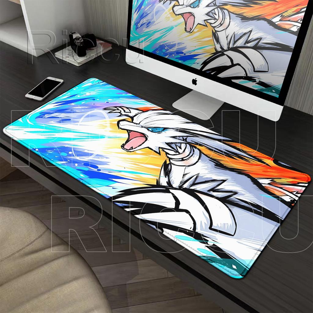 Pokemon Zekrom Reshiram Mouse Pad Anime Gaming Large Playmat Laptop Gamer PC Keyboard Accessorie HD printing LockEdge Rubber Rug