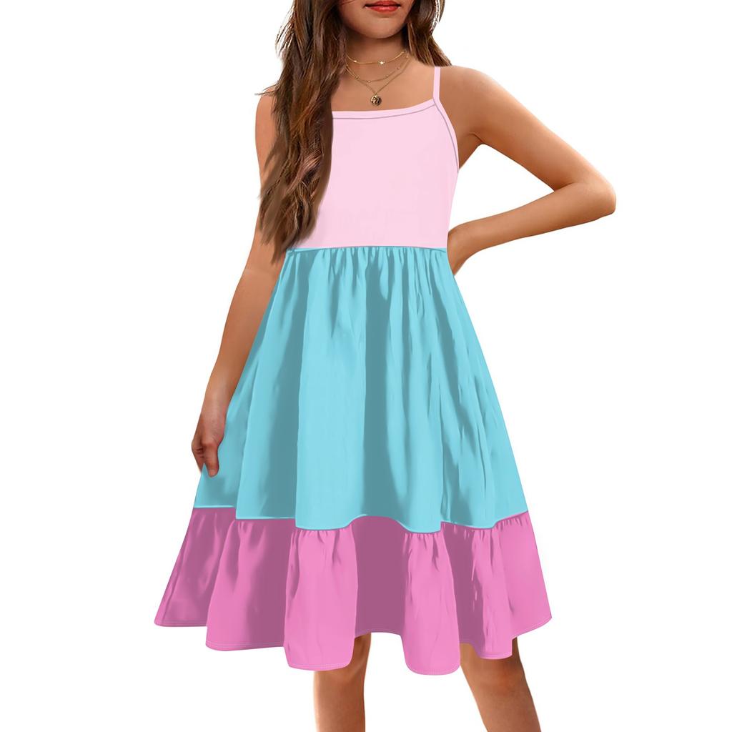 The Summer Children Condole Printed Sleeveless Cute Princess Leisure Dresses Of The Girls