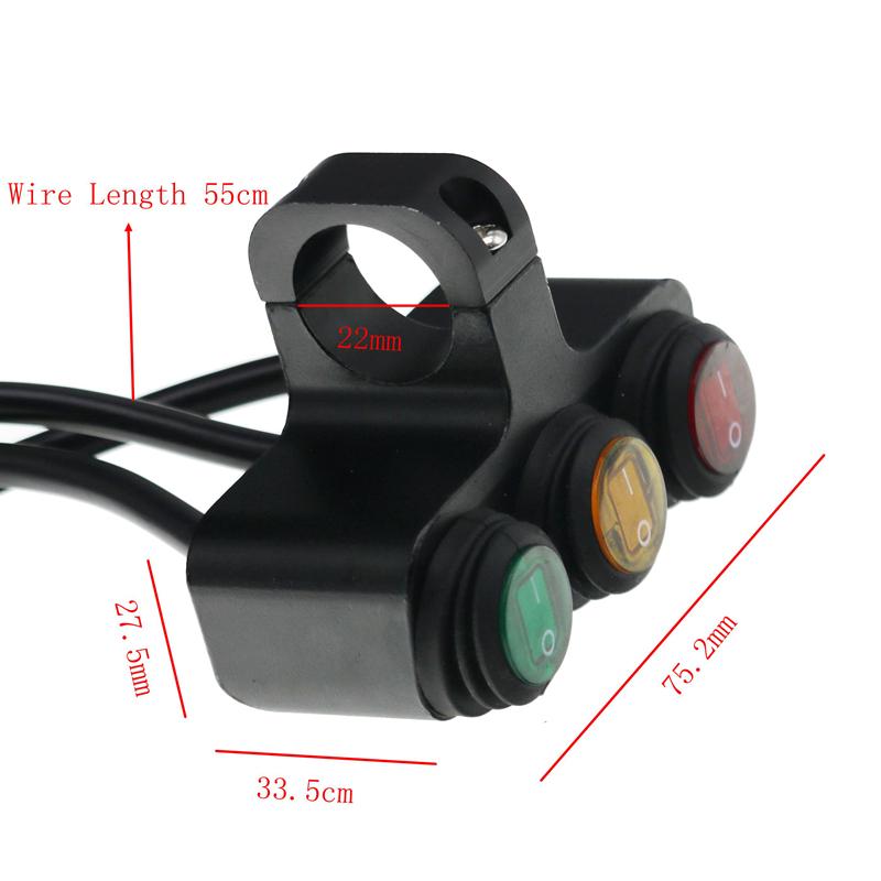 LMoDri Аксессуары для мотоциклов Модифицированный алюминиевый сплав Три кнопки 12 В Красный водонепроницаемый переключатель Фары Прожекторы