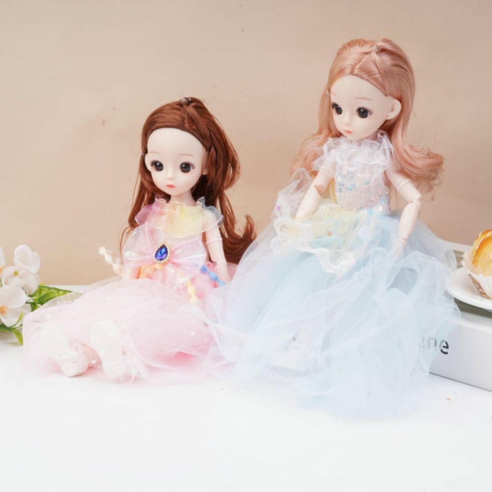 Привлекательные глаза 30 см BJD кукла с одеждой длинные волосы принцесса макияж шарнирная кукла подарок на день рождения