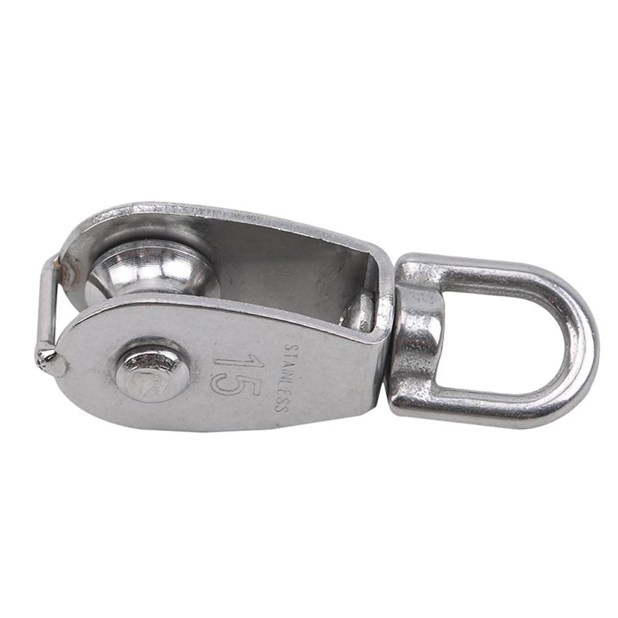 Одноколесный поворотный блок из нержавеющей стали, подъемный трос, цепная тяга, фиксированный подъемный шкив