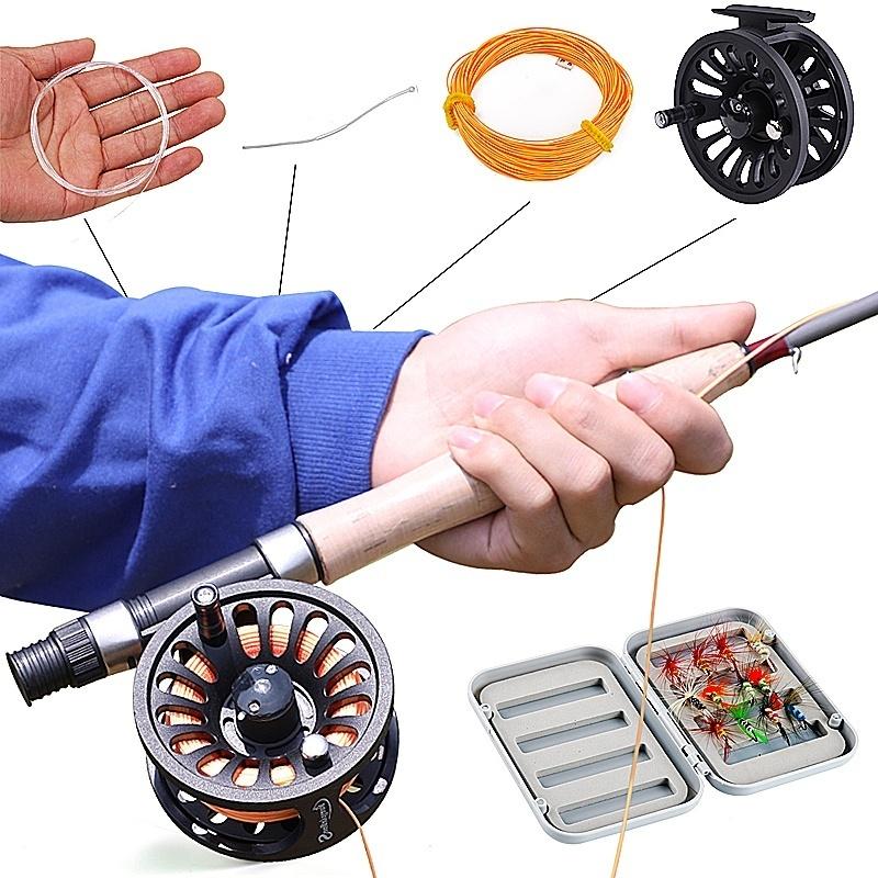 Fly Fishing Rod and Reel Combo 4-Piece Fly Fishing Rod 5/6wt Fly Reel Fly Fishing Line Lure Full Kit Fishing Rods