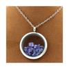 Collier - A BIJOUX - Médaillon 25 mm - Tanzanite brut - Acier inoxydable - Argenté