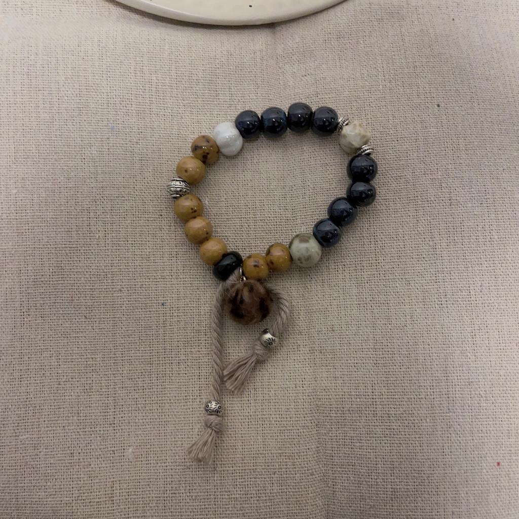 Керамический браслет ручной работы из бисера, браслет в экзотическом этническом стиле, браслет в древнем тибетском стиле, эластичный браслет