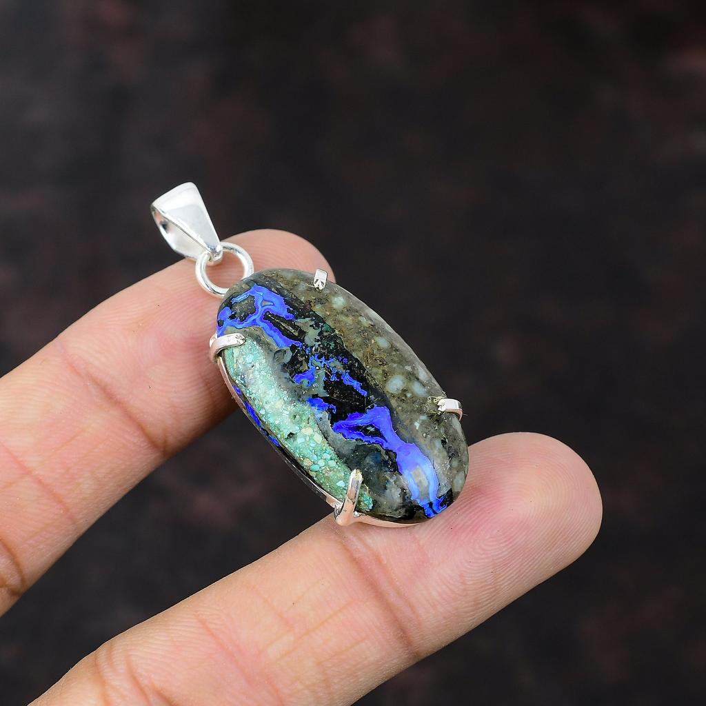 Кулон с азуритом и малахитом, ювелирные изделия из натуральных драгоценных камней, подвеска из стерлингового серебра 925 пробы, подвеска ручной работы в стиле бохо, подарок для друга, красивая подвеска