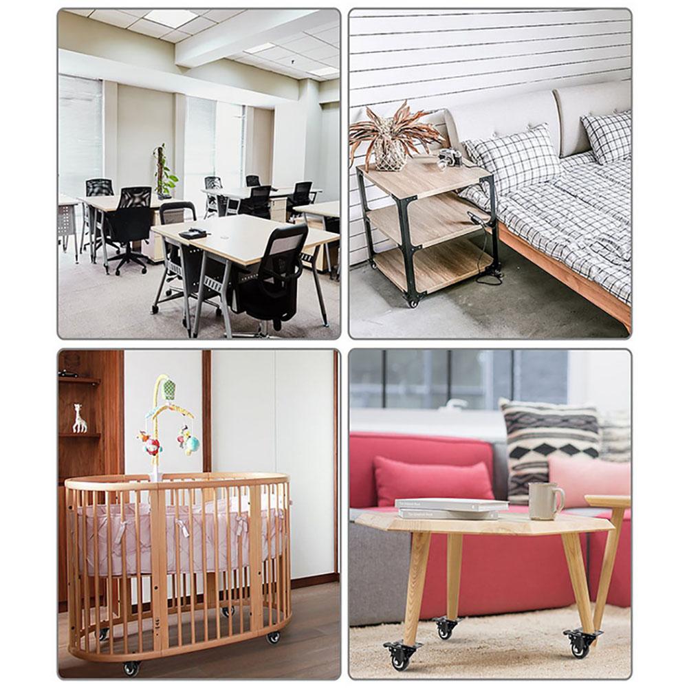 4Pcs 2 Inch M8x25mm 463LBS Universal Office Chair Caster Wheels Set Heavy Duty 2 Casters with Brake