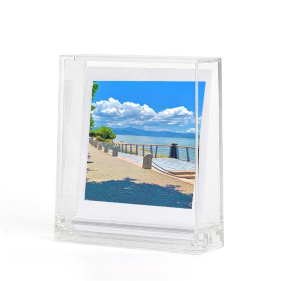 Прозрачная фоторамка, двусторонняя видимая пылезащитная основа с пазами, прочная настольная 3-дюймовая рамка для мгновенного отображения фотографий с камеры