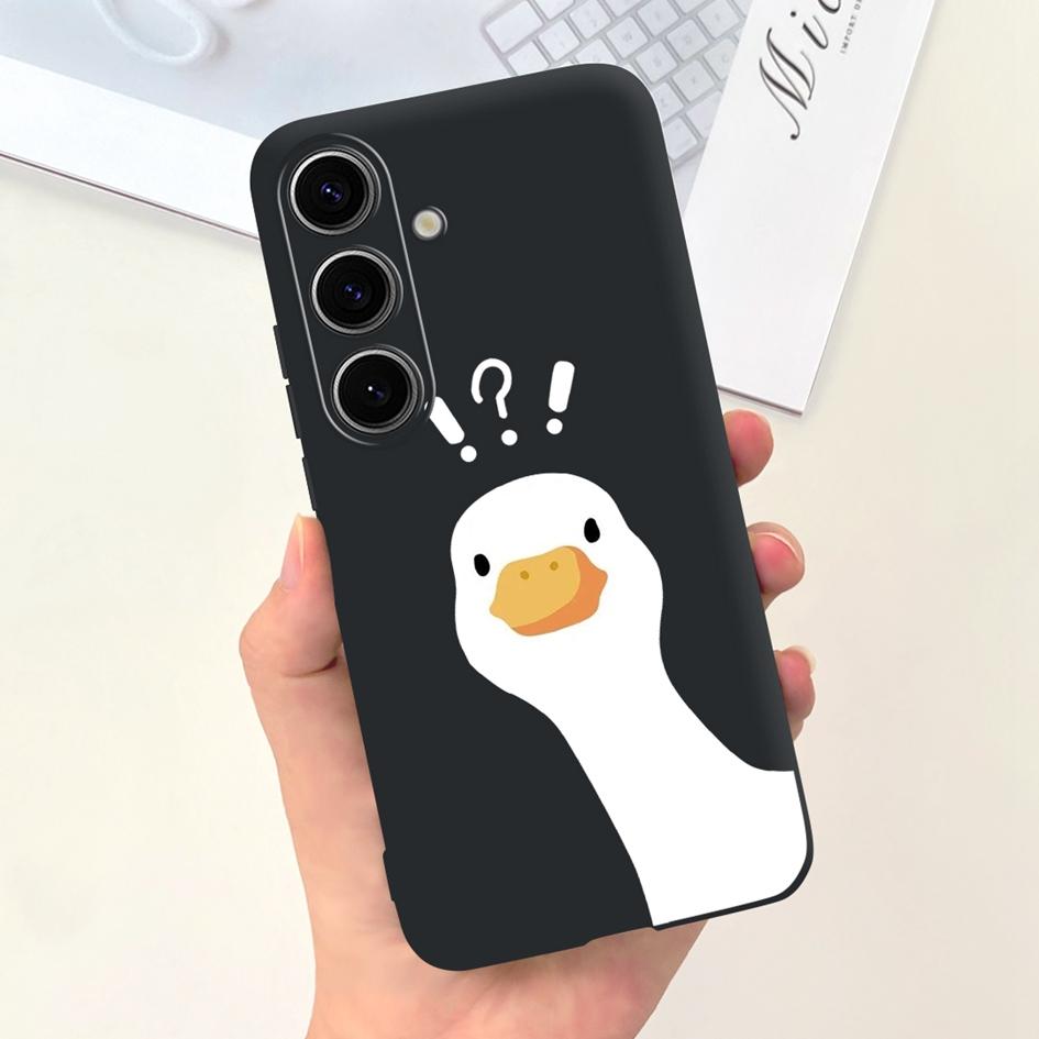 Чехол для Samsung Galaxy S24 Plus Милый Желтый Утенок Астронавт Матовый Силиконовый Мягкий Чехол для Samsung S 24 S24 Ultra S24+ 5G Funda
