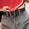 Square Buckle Belt, Women'S Wide Belt, Simple Pin Buckle Belt With Jeans Decorative Black Belt