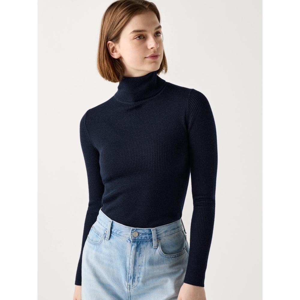 Uniqlo Свитер с воротником-стойкой из мериносовой шерсти