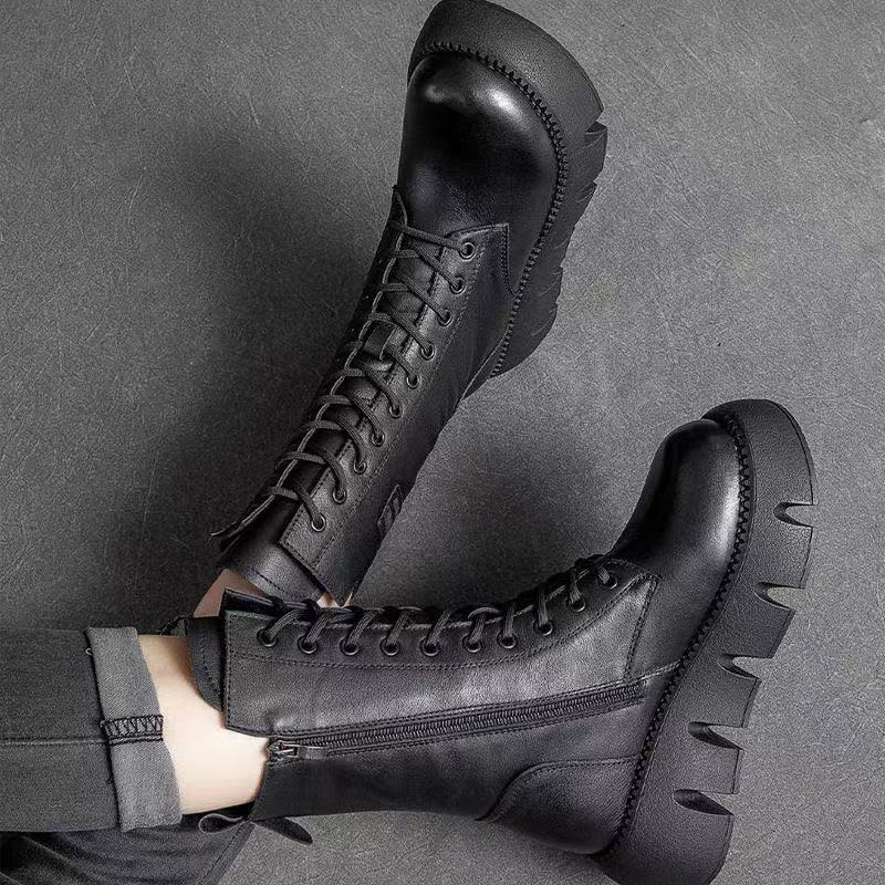 British style thick-soled heightened versatile and comfortable Martin boots women's new winter thickened velvet warm short boots