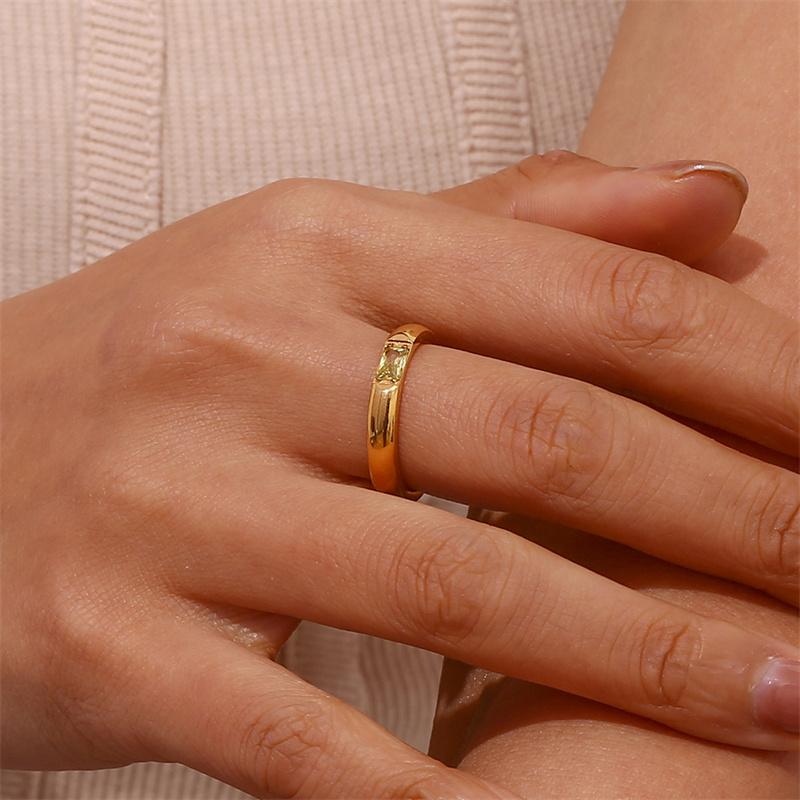 Золотое прямоугольное кольцо из нержавеющей стали с цирконом, ювелирное геометрическое кольцо