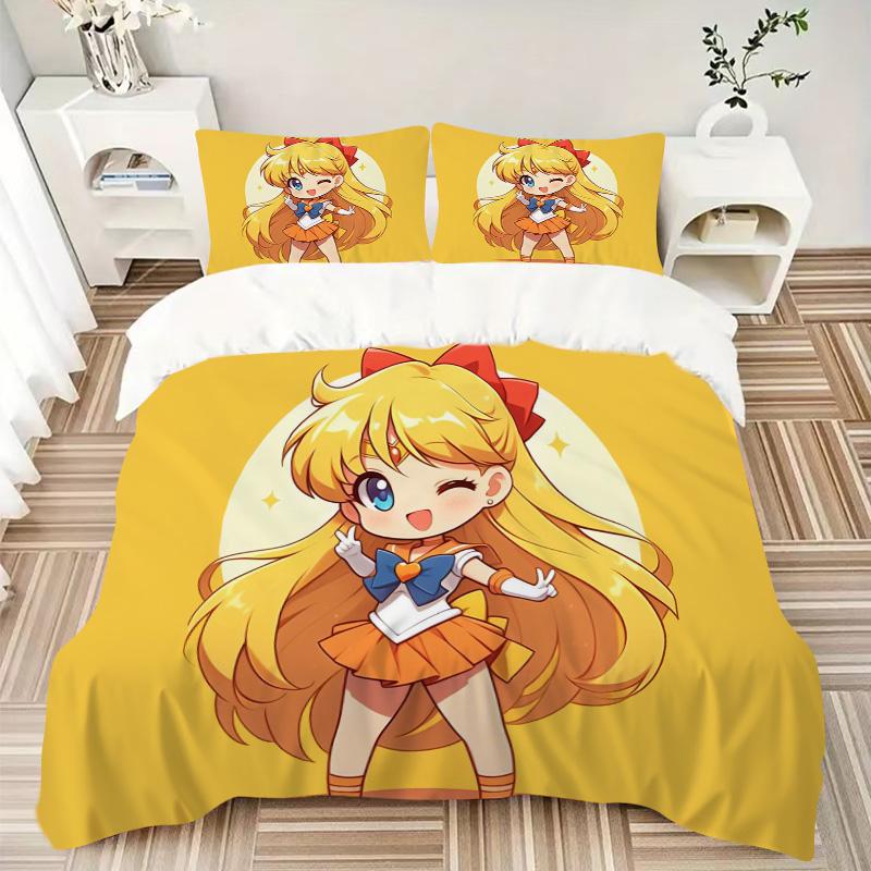 Sailor Moon Adventure Print 3Pcs Bedding Setduvet Cover With 2 Bedropillowcase Home Birthday Gift