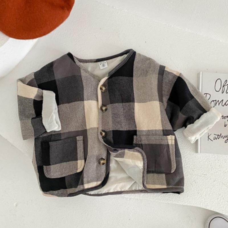 Весна и осень Новая детская куртка в клетку в стиле ретро