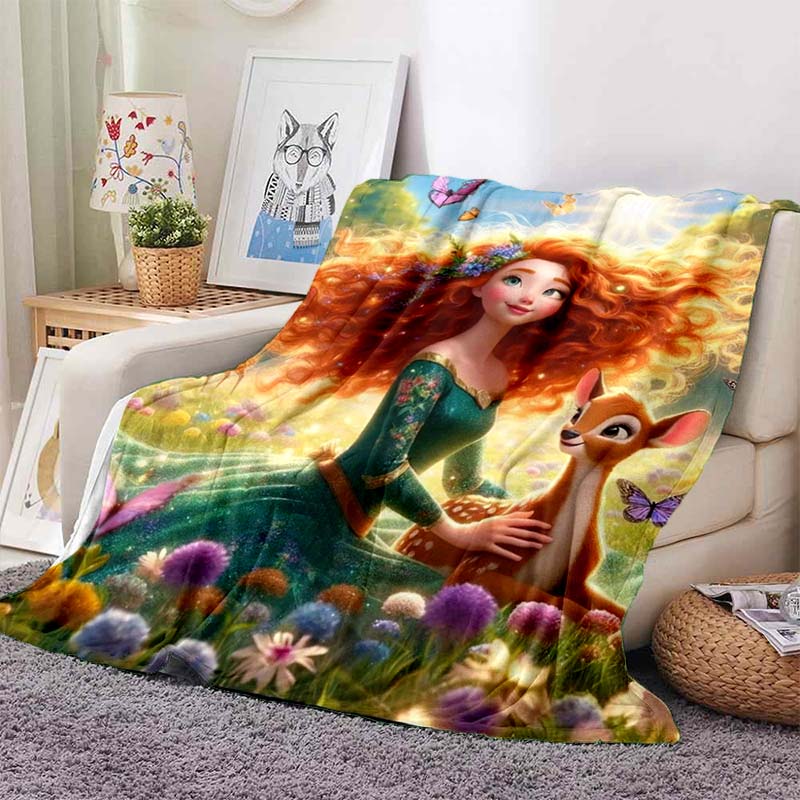 Various Styles and Sizes Cartoon Princess Brave Printed Blanket Bedroom Living Room Sofa Study Kids Room Decor Blanket Potdemiel
