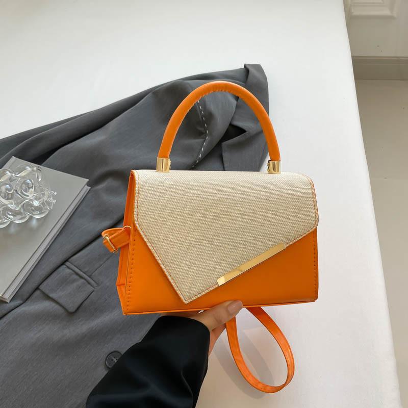 Luxury Light Splicing Contrasting Color Crossbody Bag With Buckle Magnetic