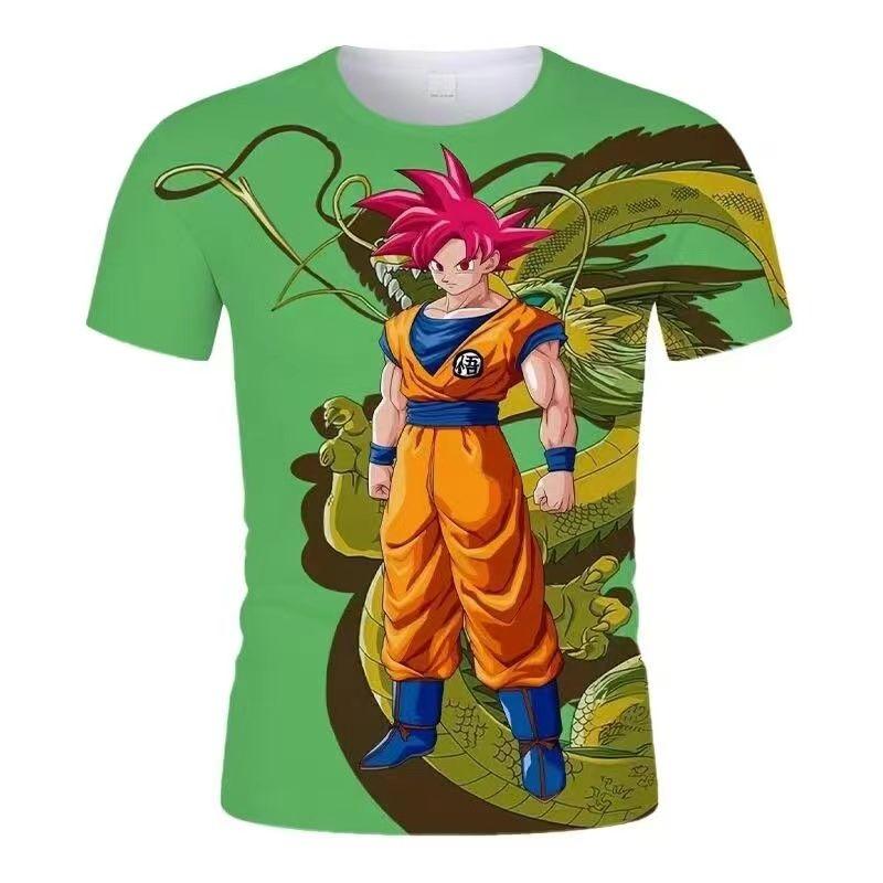 Летняя новинка 2024 года с коротким рукавом и 3D-принтом, модная крутая мужская и женская футболка с круглым вырезом в стиле аниме «Dragon Ball»