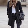 Women Winter Overcoat Double-breasted Turn-down Collar Long Sleeves Buttons Cardigan Plus Size