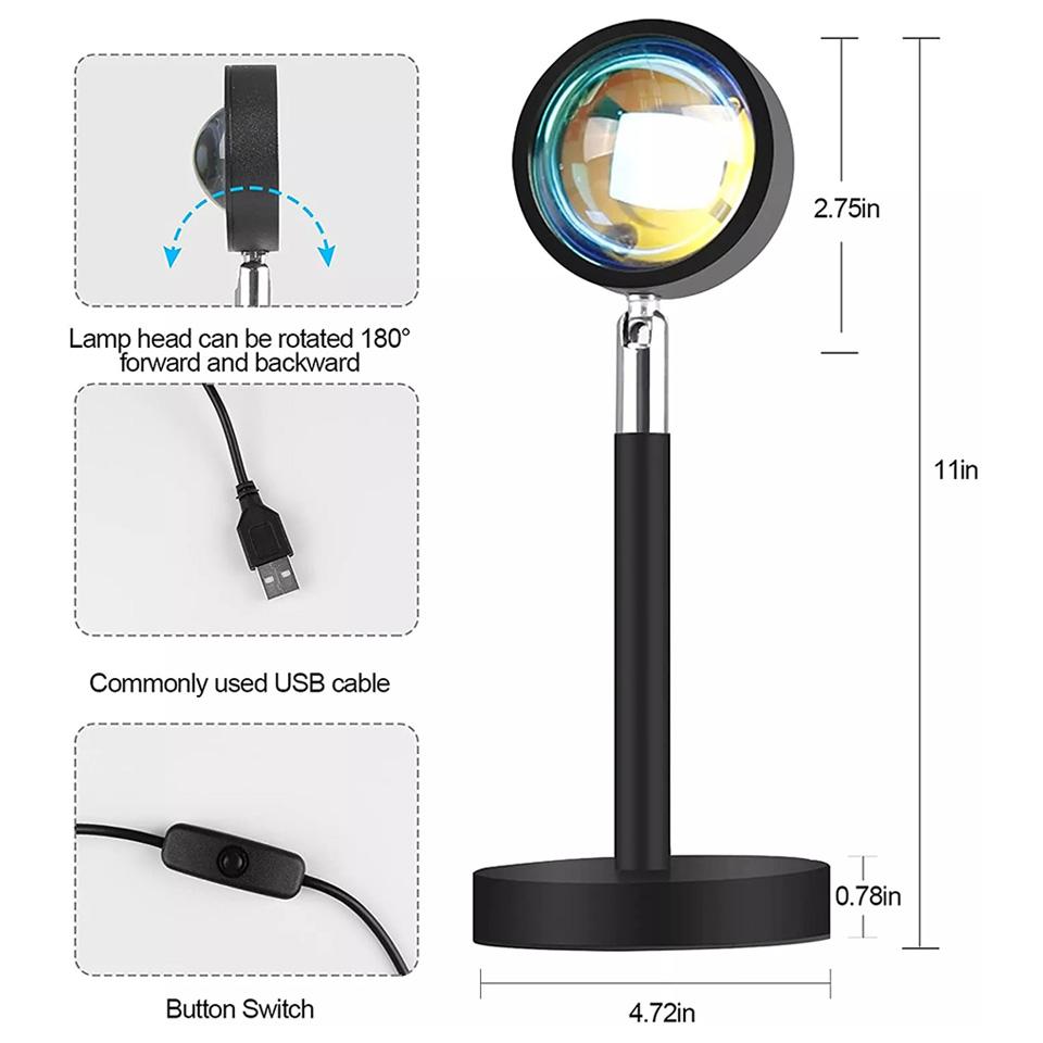 16 цветов RGB фотография закат лампа светодиодный USB проектор ночник пульт дистанционного управления неон спальня домашний кофейный магазин настенное украшение подарок