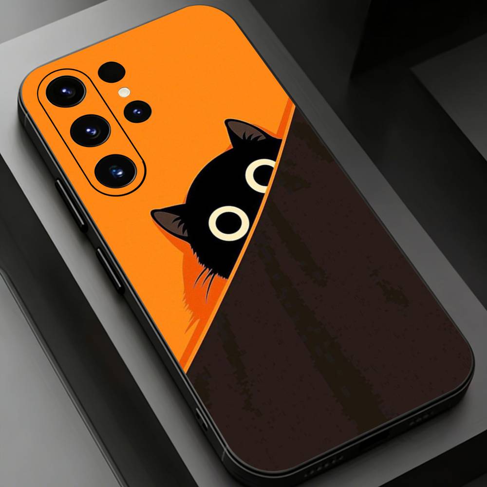 Black Cat Phone case for Samsung Galaxy S24,25,26,23 22,21,S20 Plus Ultra FE soft fundas cases