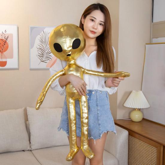 Металлическая плюшевая игрушка «Инопланетянин», забавная кукла с выражениями, глянцевая футуристическая мягкая игрушка, успокаивающая подушка для объятий, креативный подарок для детей и мальчиков