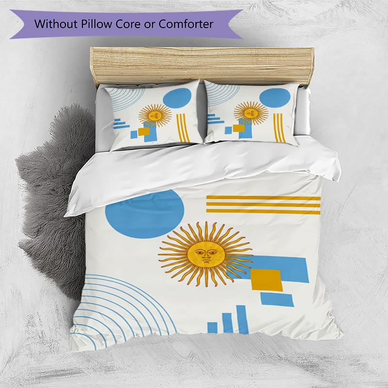 Argentina Football Printed Bedding 3 Piece Set Cozy Breathable Bed Cover Set as Housewarming Holiday Gift