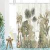 Занавеска для ванной с рисунком тропических растений Водонепроницаемая занавеска для душа для ванной комнаты с 12 крючками Домашний декор Бесплатная доставка
