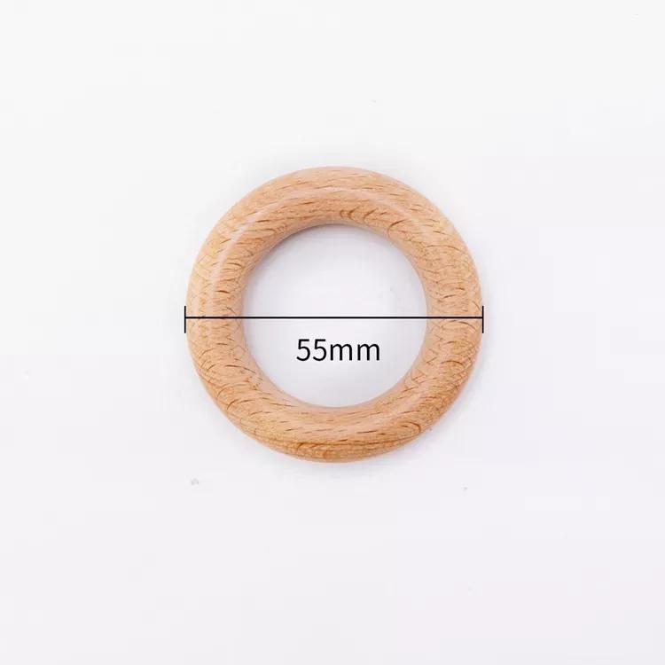 PMZ0046 Customizable 25mm/30mm/40mm/50mm/60mm/65mm/70mm/80mm DIY Natural Beech Wood Soft Unisex Teethers Bracelets Rings Babies