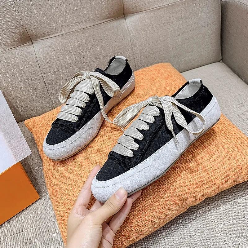 Мода 2025 Новые парусиновые туфли Женские вулканизированные туфли Студенческие однотонные кроссовки Женские балетки Повседневные дышащие для ходьбы Путешествия Теннис