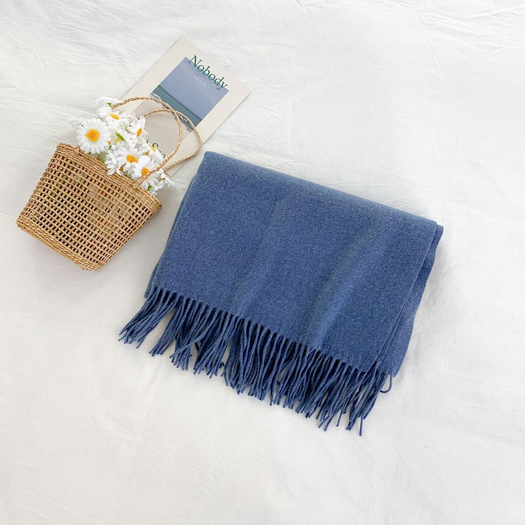 Cashmere Hand Feel Autumn And Winter Solid Color Scarf Women'S Thick Tassel Simple And Versatile Soft And Warm Imitation Cashmere Shawl