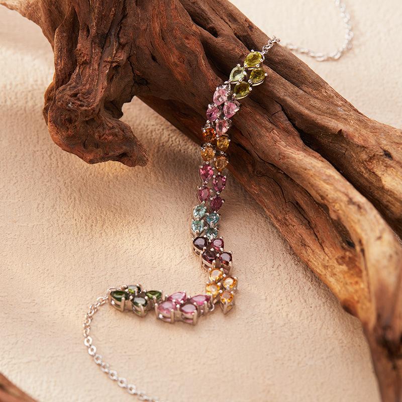 Caibao Jewelry Натуральный Турмалиновый Кулон Ожерелье Женское S925 Серебро Xiaohongshu Wechat Каналы