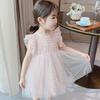 Пышные платья для девочек, сетчатая юбка, детский костюм с рюшами и вышивкой для рождественской вечеринки, платье-пачка на день рождения, детская одежда