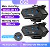 JYD-C63 Мото Bluetooth 5.4 Гарнитура для шлема Беспроводная Громкая связь MP3 Mp4 Телефон Водонепроницаемая Для мотоциклетной гарнитуры