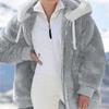 Women's Autumn and Winter Warm Loose Plush Multicolor Hooded Jacket