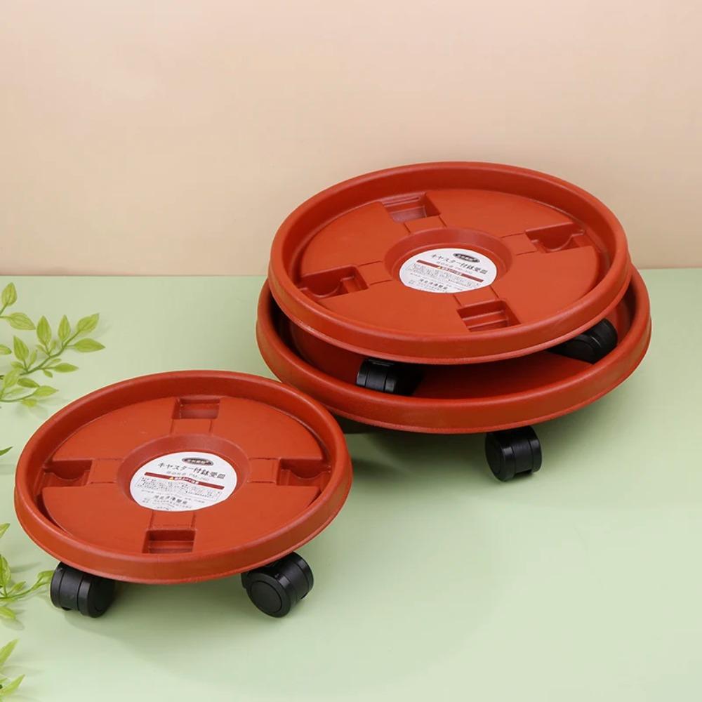 Potted Plant Rolling Flower Pot Rack with Universal Wheel Round Frame Tray New Plant Stand